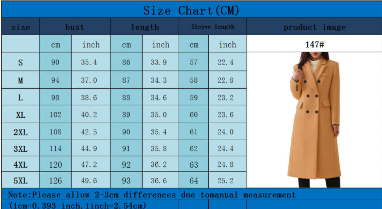 Women's Large Long Style Woolen Coat