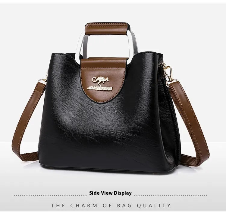 Large Capacity Totes Middle-aged High-grade Soft Leather Shoulder