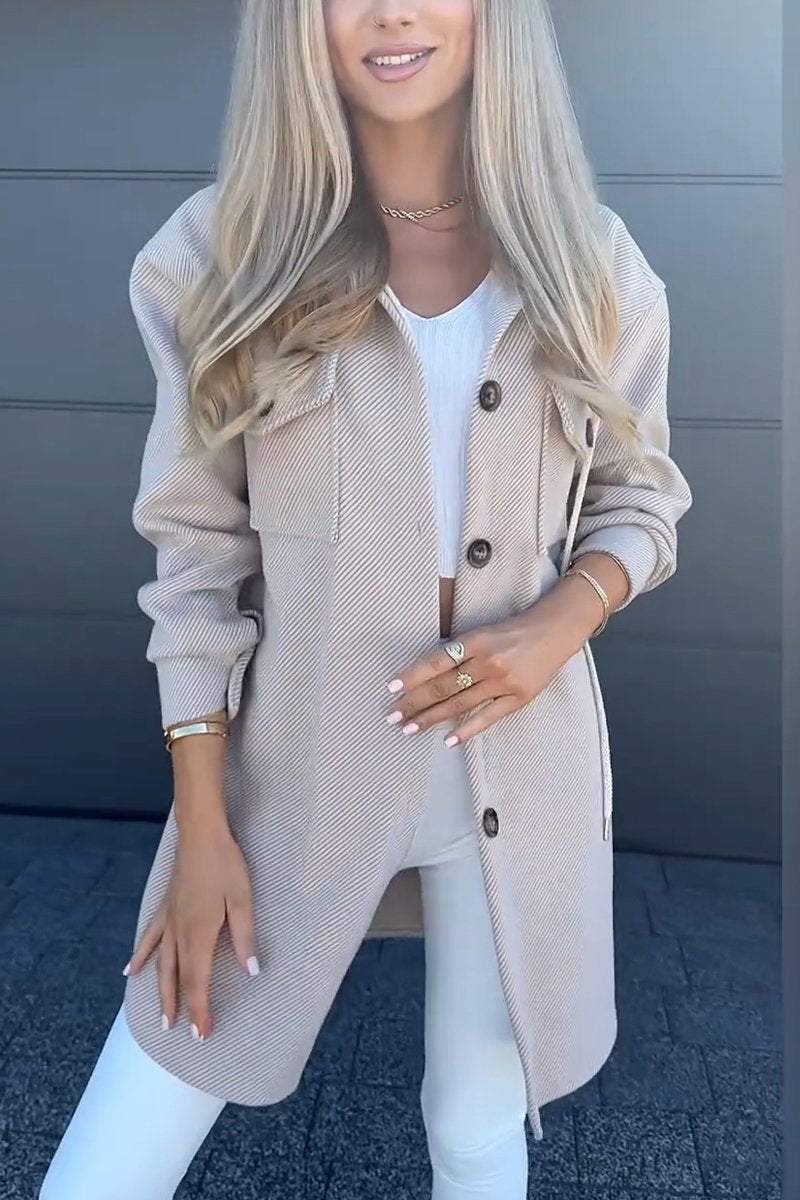 Autumn And Winter Leisure Hooded Pocket Long Sleeve Twill Jacket