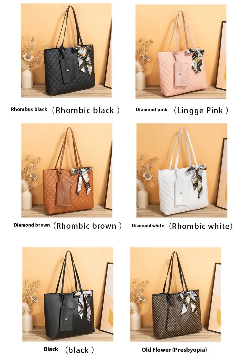 Tote Bag Large Capacity Women's Diamond Plaid Portable