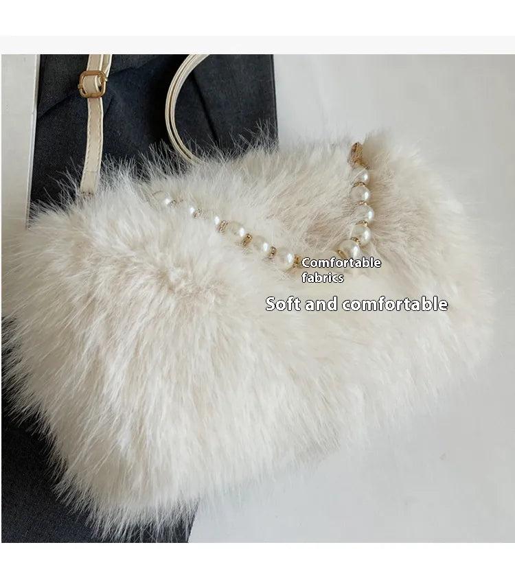 Autumn And Winter Fashion Pearl Chain Crossbody Shoulder Bag