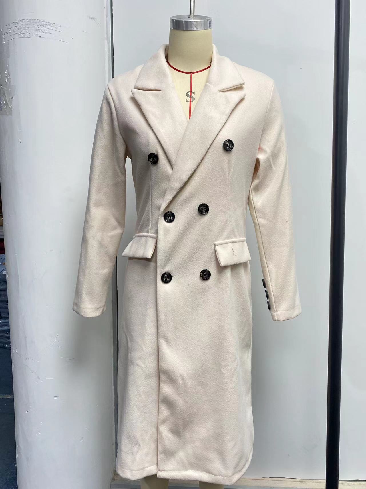 Long Sleeve Lapel Coat Winter Fashion Solid Double Breasted Slim Long Jacket Womens Clothing