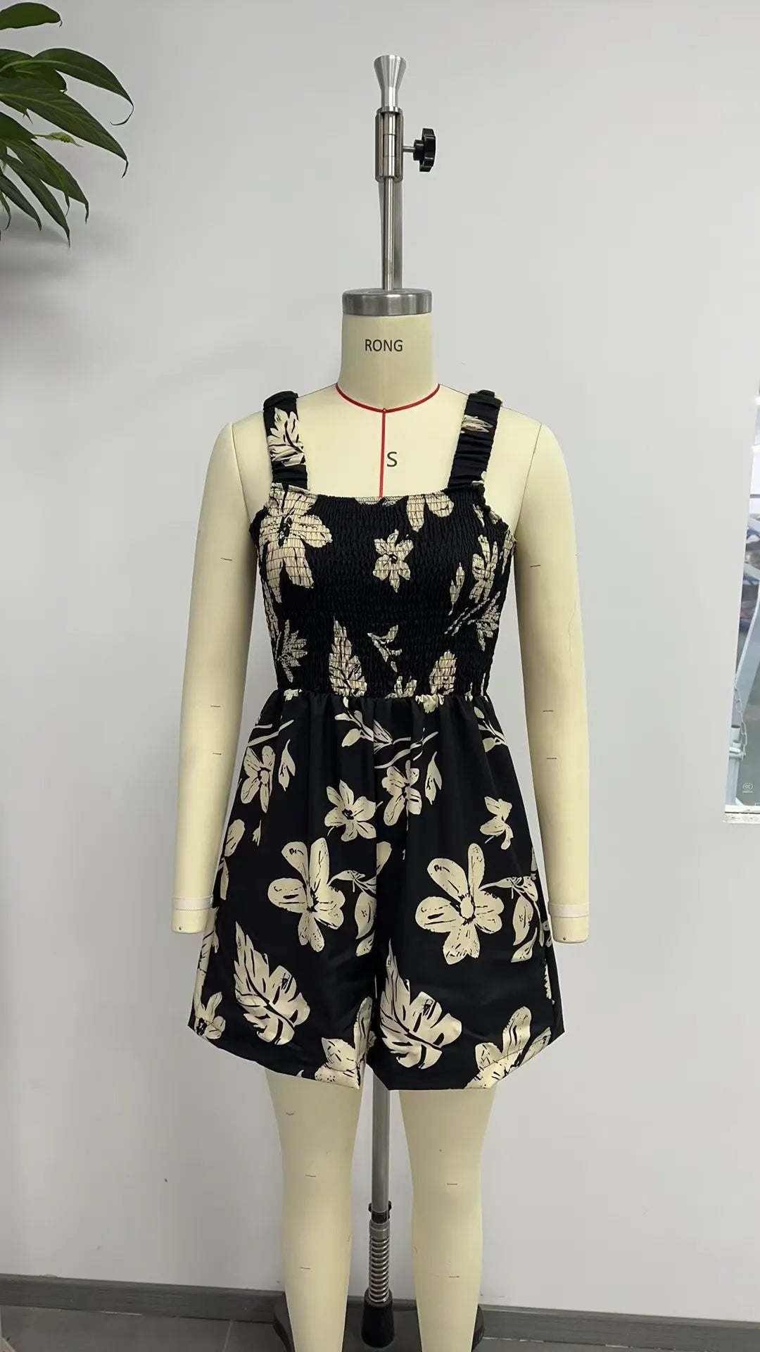 Flower Print Shorts Jumpsuit Summer Fashion Sleeveless Beach Bodysuit