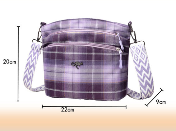 Artistic Plaid Shoulder Large Capacity Students' Crossbody Bag Women