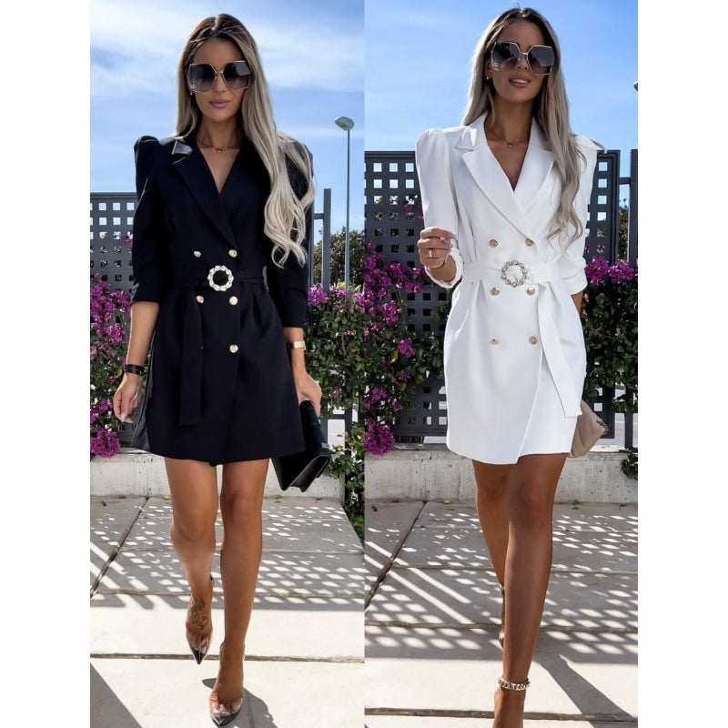 Fashion New Suit Coat Dress With Belt
