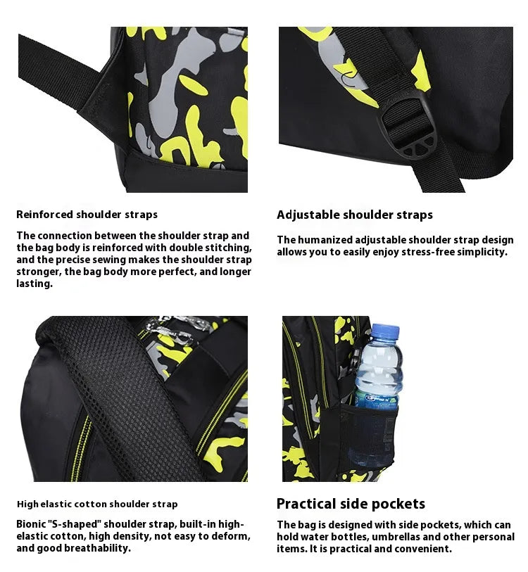 Camouflage Printed Schoolbag Three-piece Set