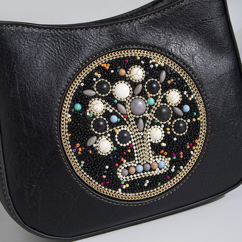Bead Turquoise Ethnic Style Tote Bucket Shoulder Crossbody Bag