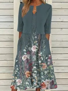 Women's Two-piece Set Dress Commuter Floral Print