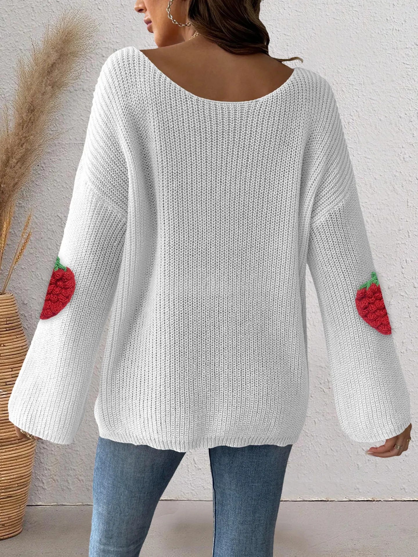 Women's Simple Loose Off Shoulder Off-the-shoulder Flared Sleeves Sweater