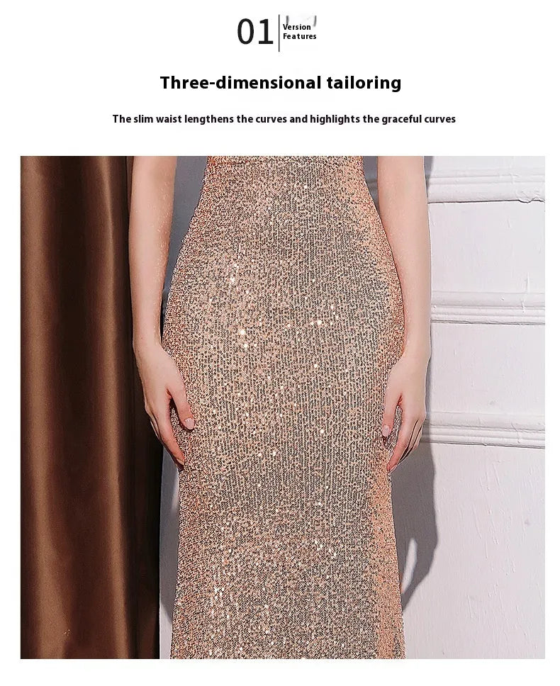 Sequined Slim Fit Slimming Long Dress Women
