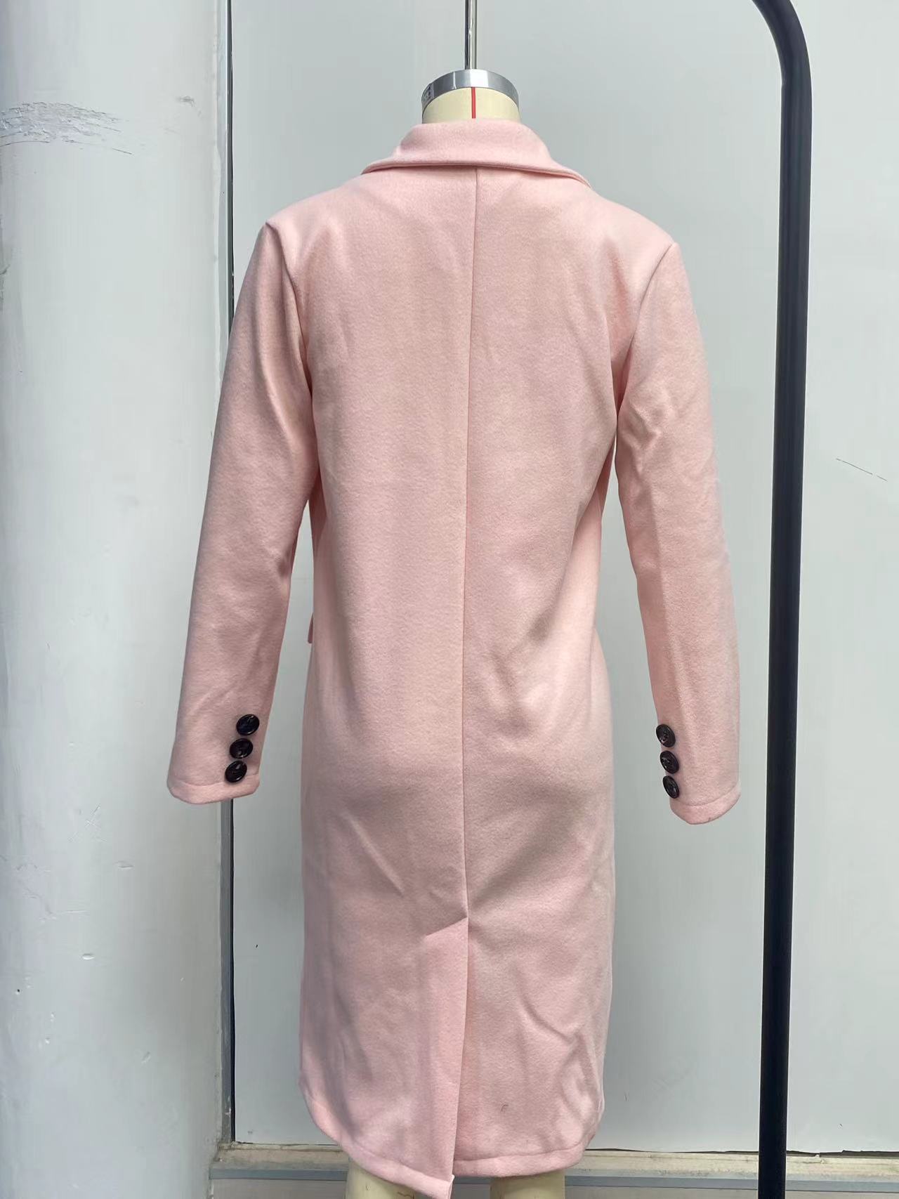 Long Sleeve Lapel Coat Winter Fashion Solid Double Breasted Slim Long Jacket Womens Clothing