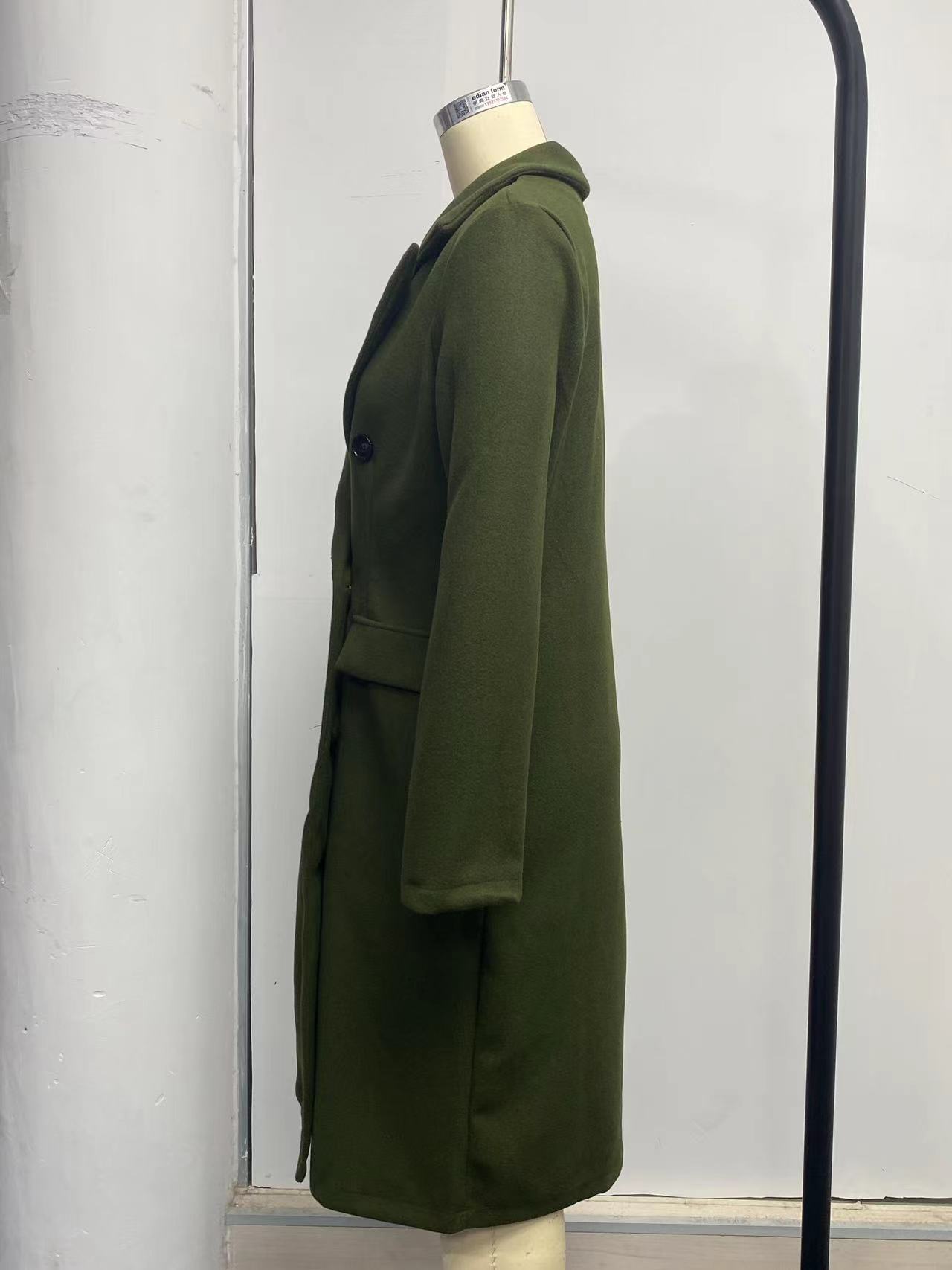 Long Sleeve Lapel Coat Winter Fashion Solid Double Breasted Slim Long Jacket Womens Clothing
