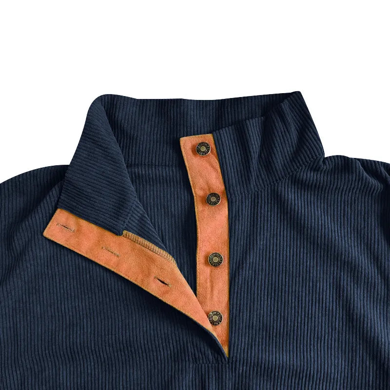 Corduroy Casual Stand Collar Long-sleeved Sweater