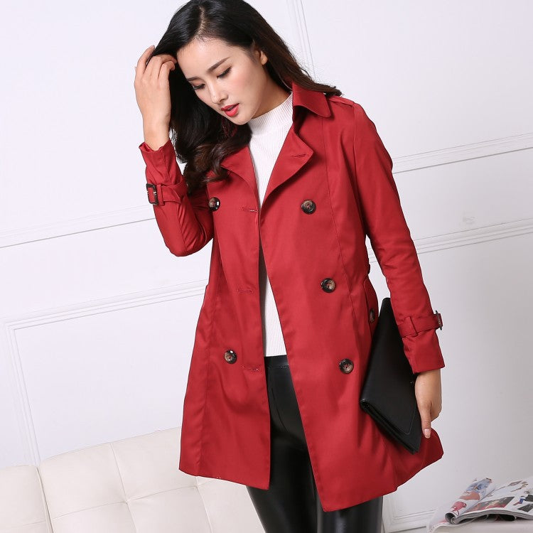 Commuter Casual Lace Up Double-breasted Mid-length Trench Coat