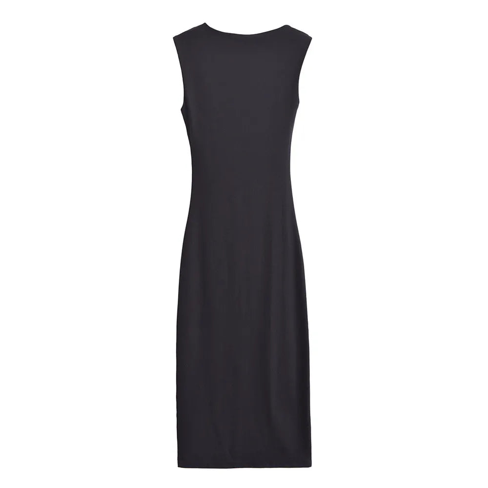 Women's High-grade Satin Sleeveless Pleated Dress