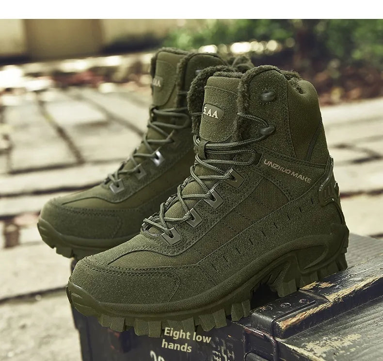 Combat Boots Winter Fleece-lined Warm Snow Boots Men