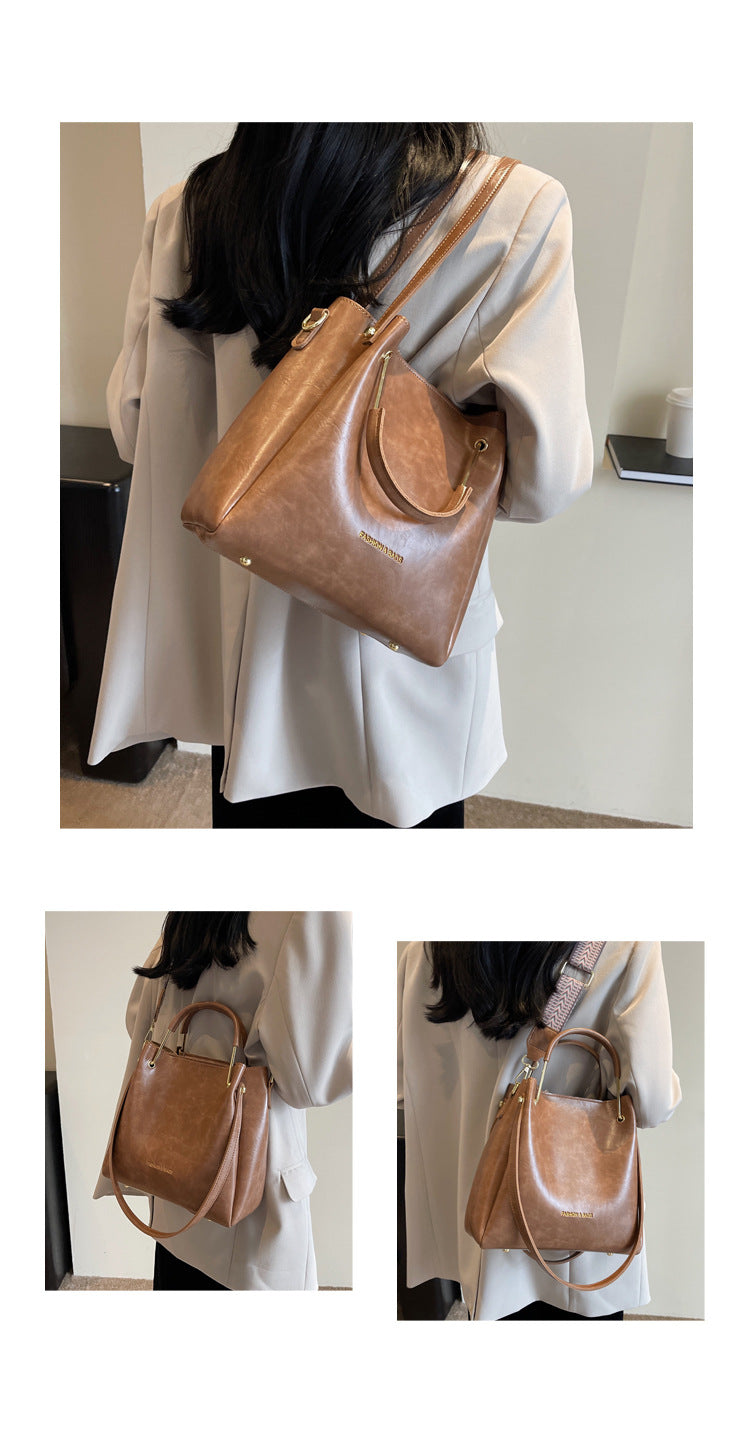 Retro Large Capacity Hand-held Tote Bag Casual Crossbody