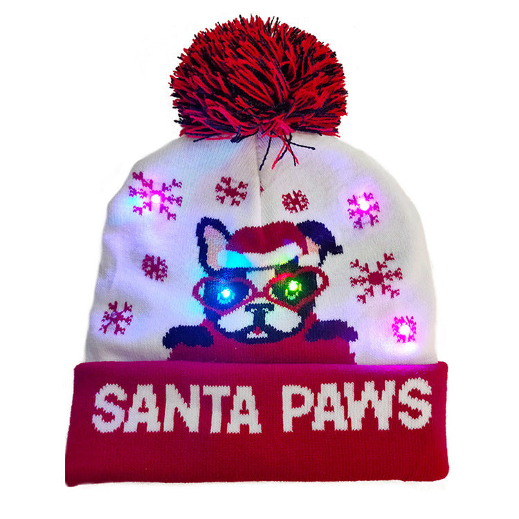 LED Christmas Hat Sweater Knitted Beanie Christmas Light Up Knitted Hat Christmas Gift Kids Xmas New Year Decorations