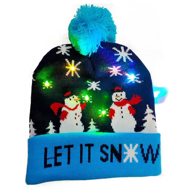 LED Christmas Hat Sweater Knitted Beanie Christmas Light Up Knitted Hat Christmas Gift Kids Xmas New Year Decorations