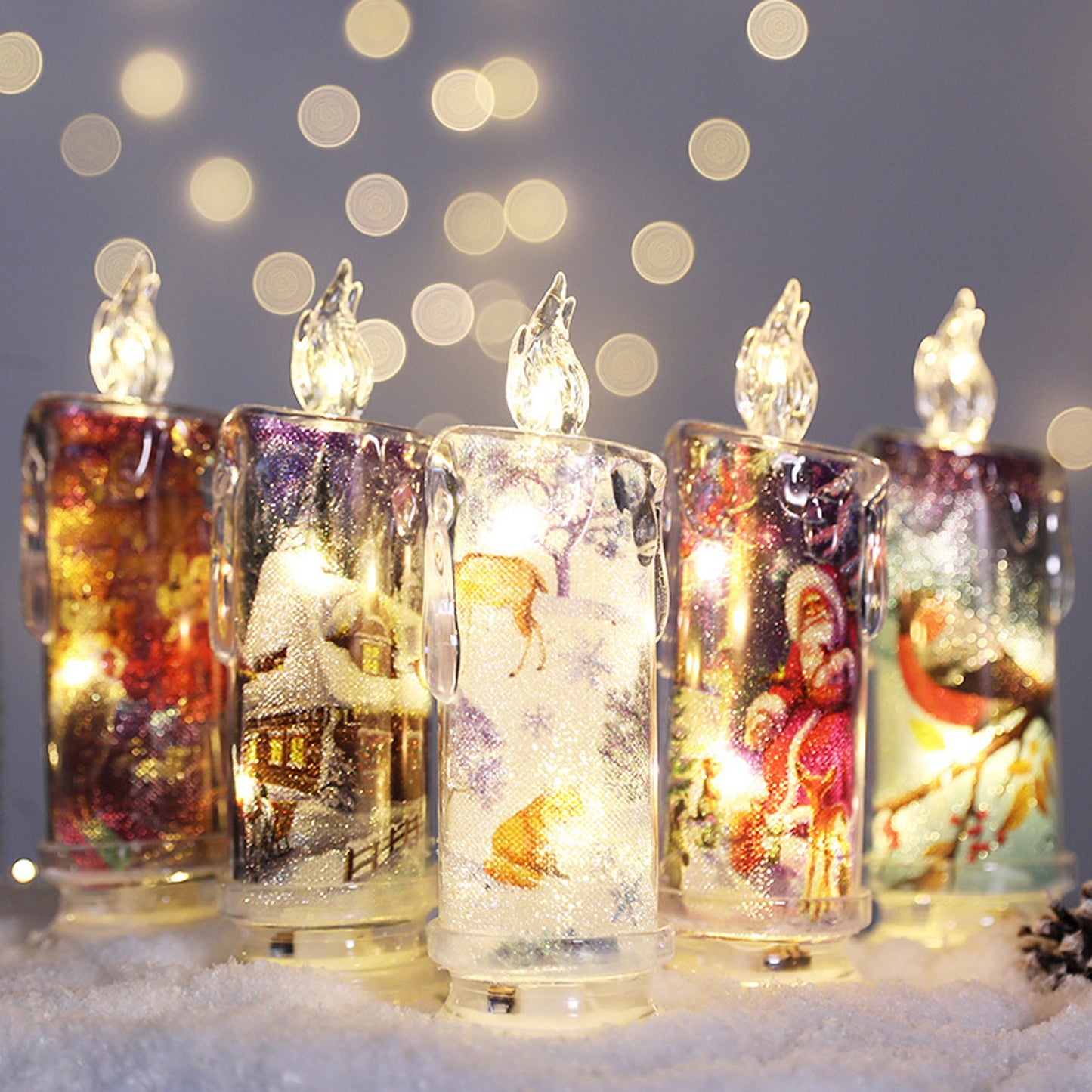 Christmas Transparent Electronic Candles Decorative Gifts LED