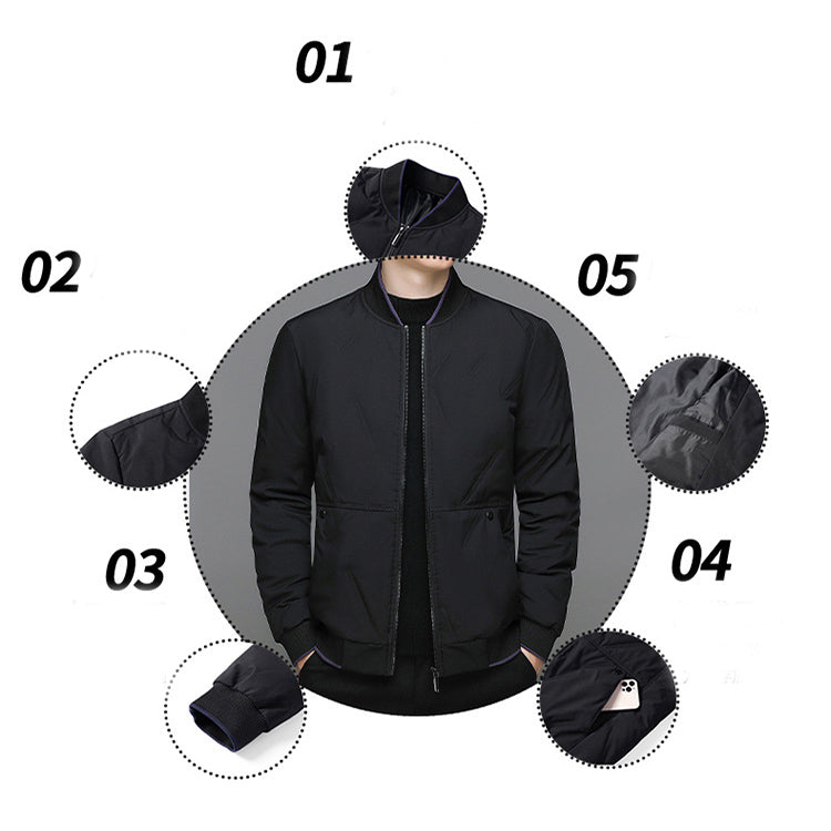 Fashion Down Jacket Winter Warm Baseball Jacket For Men Casual All-match Solid Color Coat