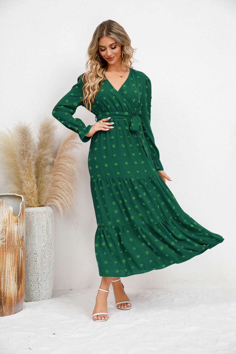 Solid Color Wide Hem Casual Dress Women's Clothing