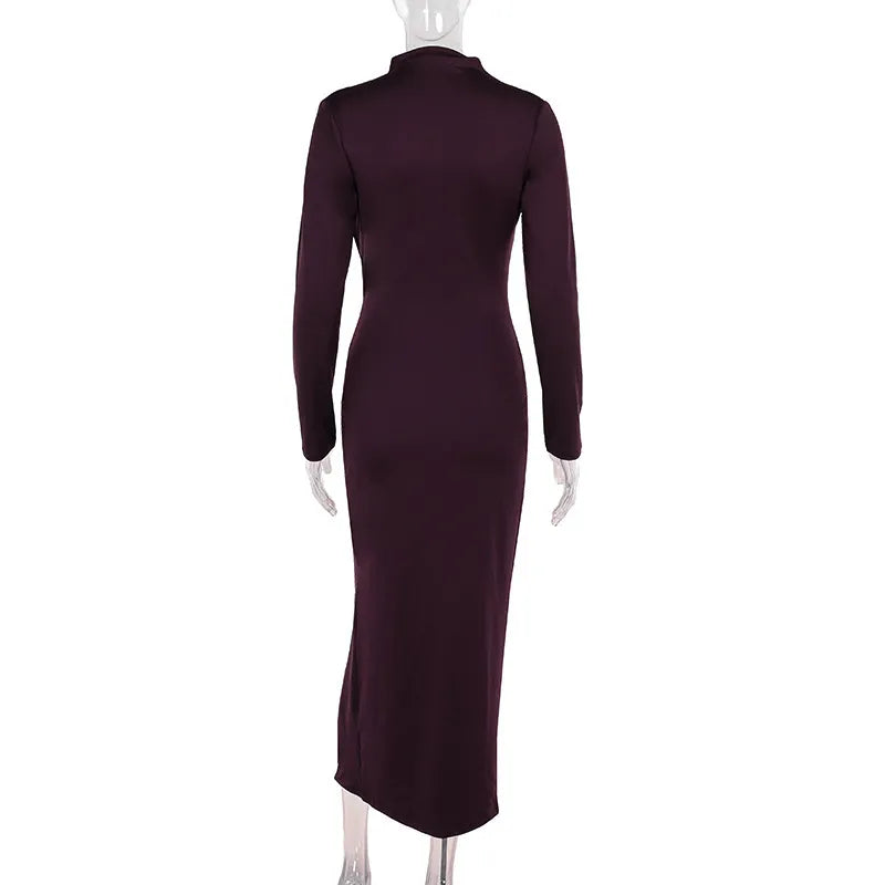 Slit Slim-fitting Long Dress Women's Clothing