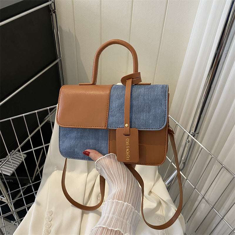 Popular Fashion Stitching Texture Portable Shoulder Messenger Bag