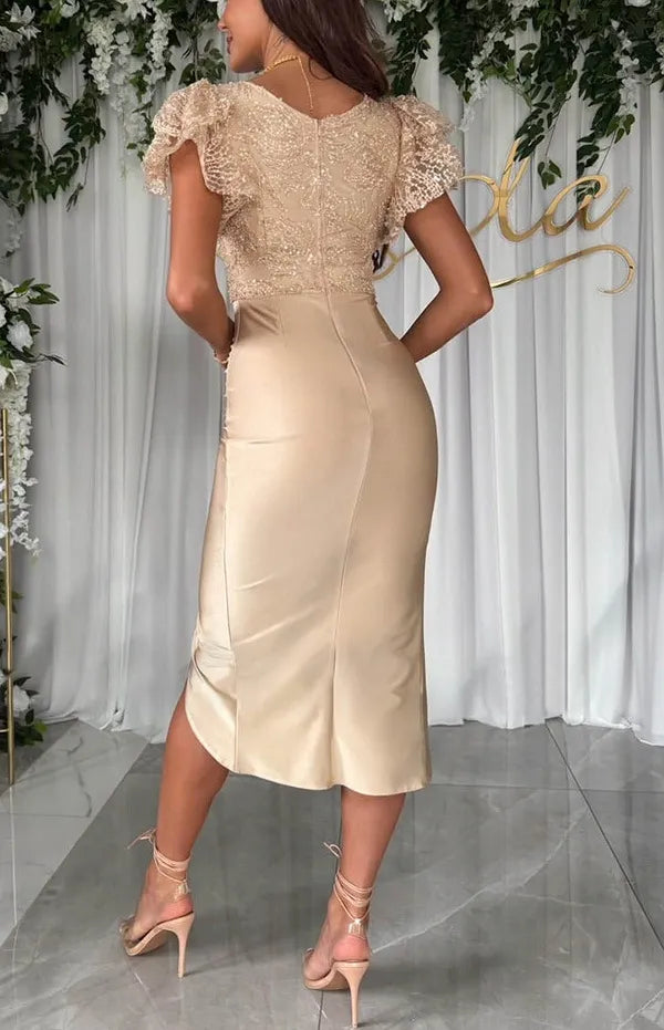 Casual Short Sleeve Split Dress Women