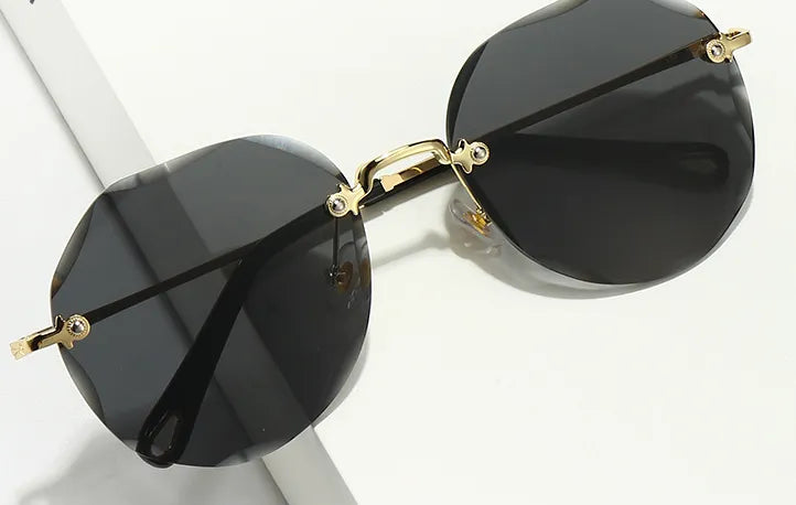 Polygonal Sunglasses Women Rimless Trimmed Sunglasses