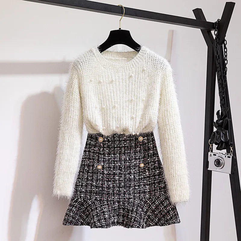 Two-piece Beaded Sweater Skirt