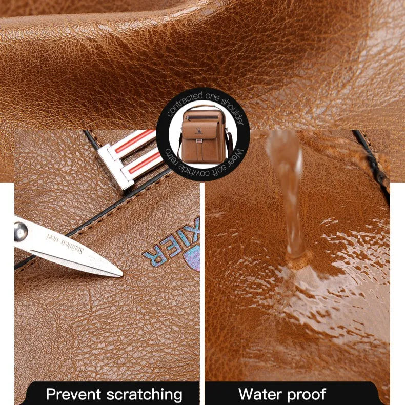 Leather Messenger Crossbody Shoulder Bag For Men Work Business Casual Adjustable Straps With Metal Zipper-FREE USA SHIPPING