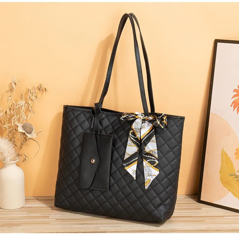 Tote Bag Large Capacity Women's Diamond Plaid Portable