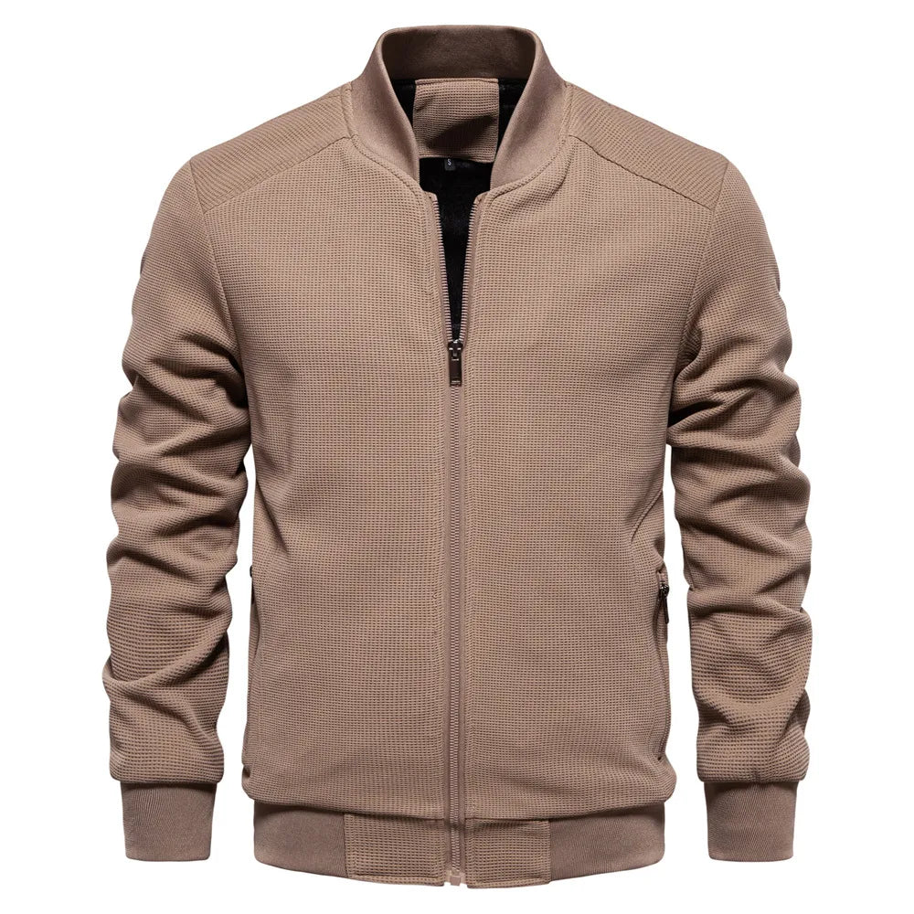Stand Collar Men's Solid Color Jacket