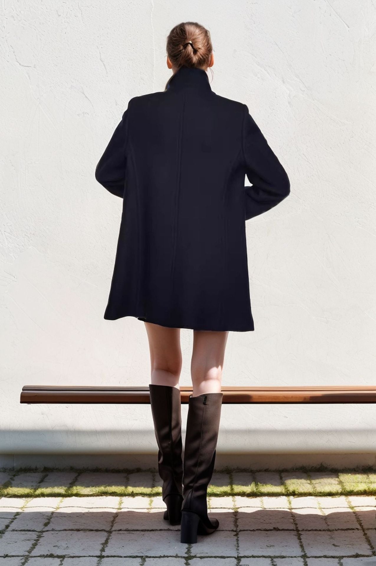 Solid Color Slim Women Woolen Coat Outerwear