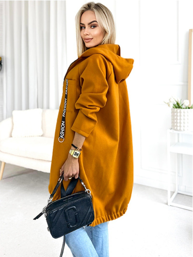 Hooded Sports Brushed Hoody Casual Long-sleeved Zipper Jacket