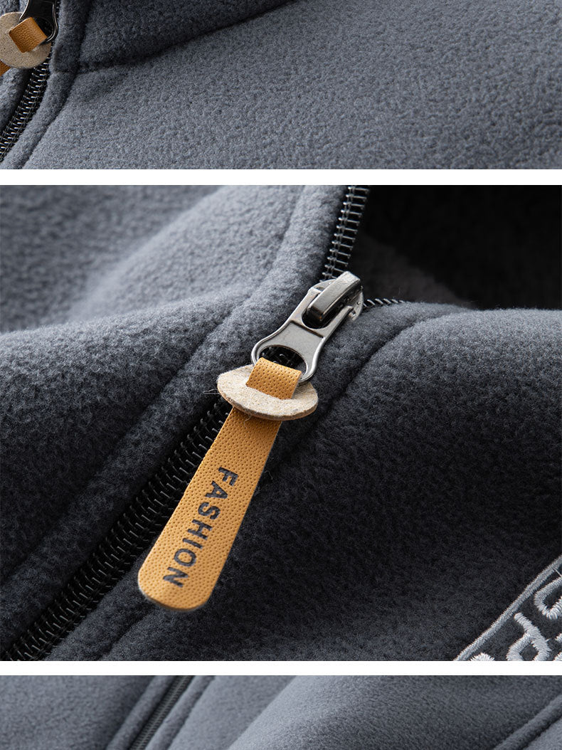 Outdoor Polar Fleece Men's Autumn And Winter Thickening Double-sided Shell Jacket Cardigan