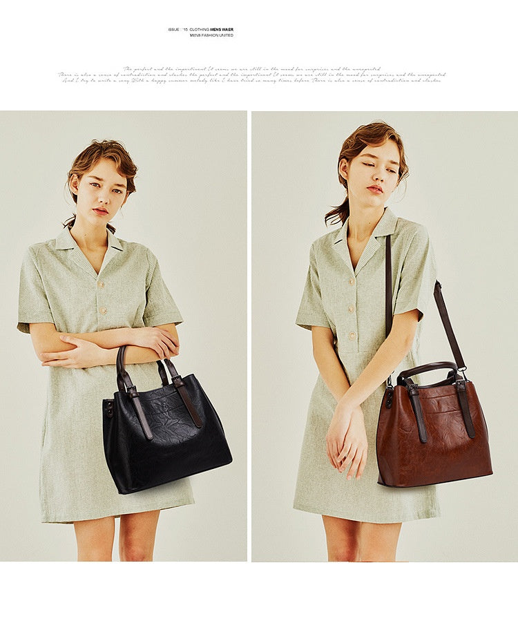Retro Handbag Contrast Shoulder Women Bag Big Bag