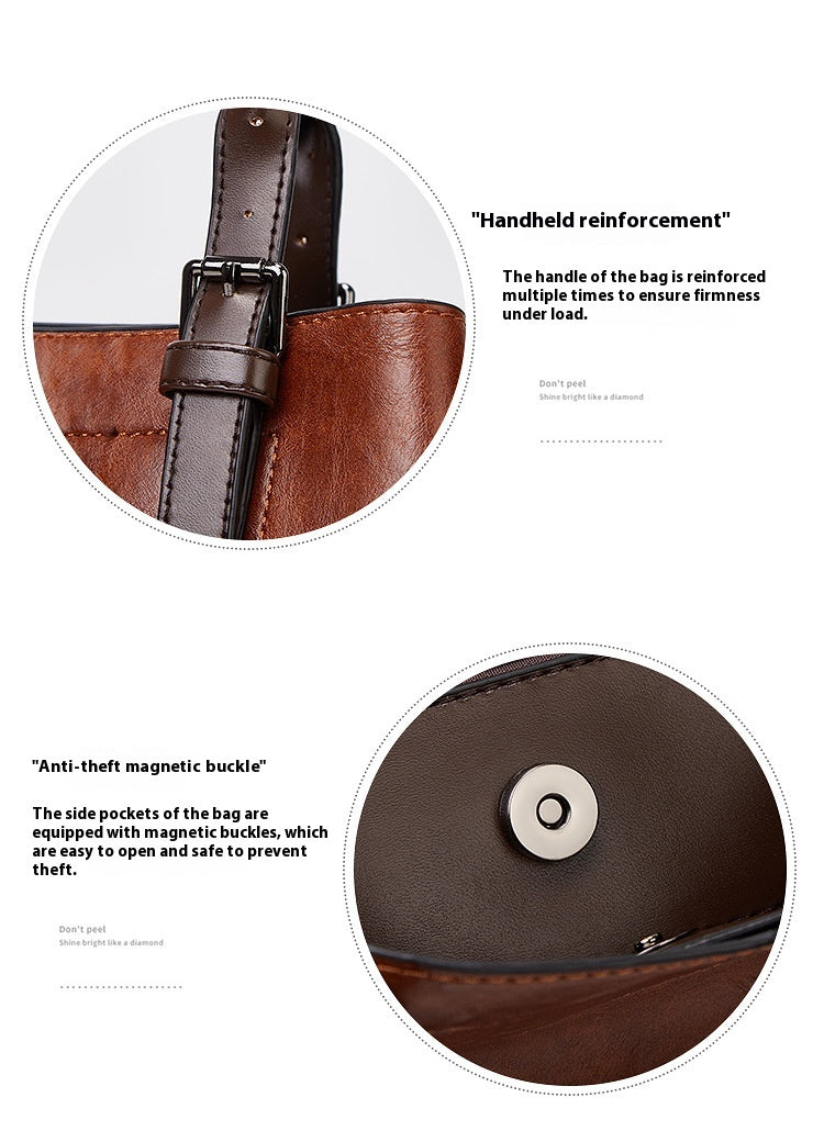 Retro Handbag Contrast Shoulder Women Bag Big Bag