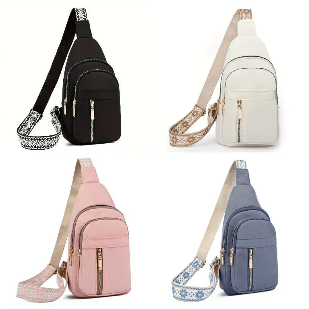 Vintage Style Women's Chest Bag, Non-Waterproof Zippered Shoulder Messenger Bag For Commuting, Crossbody Bag-FREE USA SHIPPING