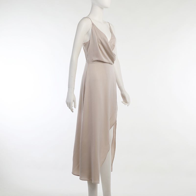 V-neck Slit Sling Dress Summer Fashion Sexy Slim Suspender Dresses For Women Clothing