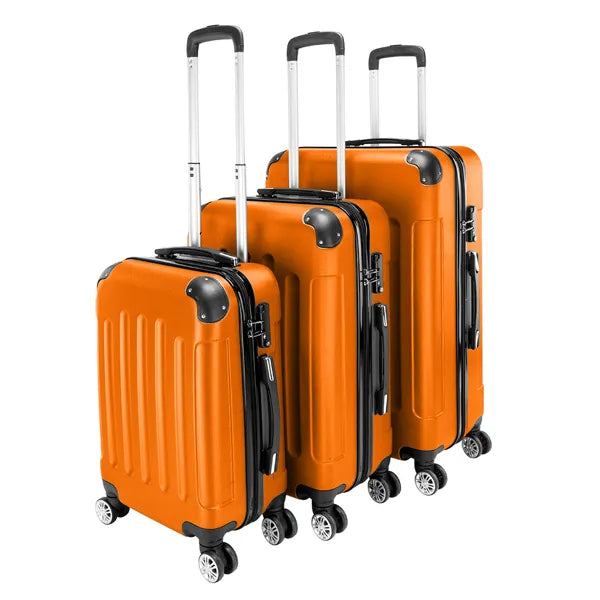 3-in-1 ABS Trolley Case 20 Inches, 24 Inches, 28 Inches Orange FREE USA SHIPPING