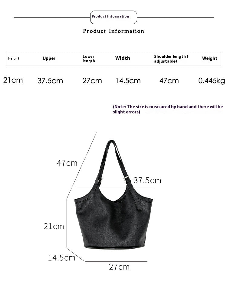 Idle Style Fashion Light Retro Pu Soft Leather Large Capacity Commuter Shoulder Bag