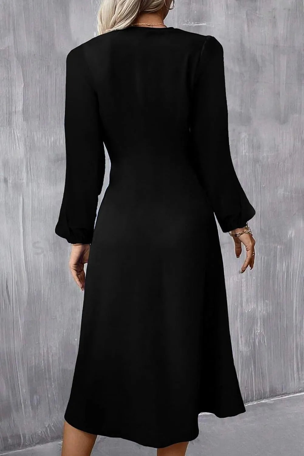 European And American Round Neck Pullover Fashion Long Sleeve Slim Fit Slit Dress