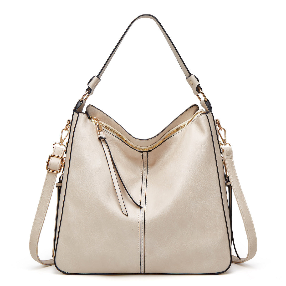 Zipper Bucket Bags With Adjustable Shoulder-strap Handbags