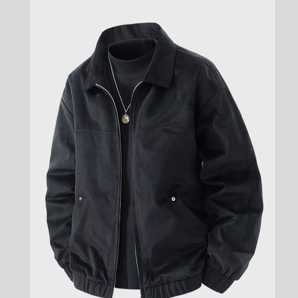 Men's Plus Size Casual Solid Color Zip-Up Jacket