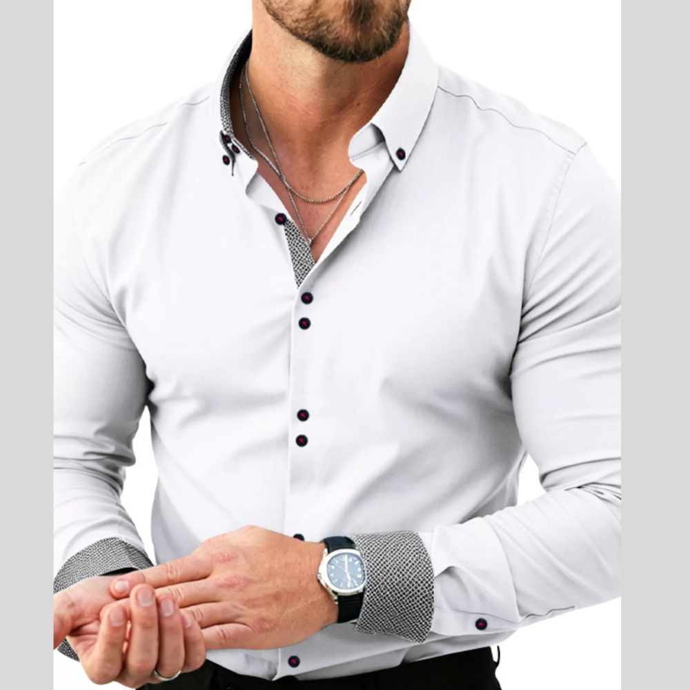 Men's Full Size Slim Fit Contrast Trim Shirt Plus Size