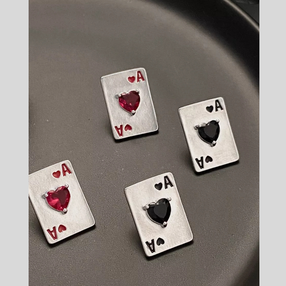 Poker Card Ace of Hearts Stud Earrings