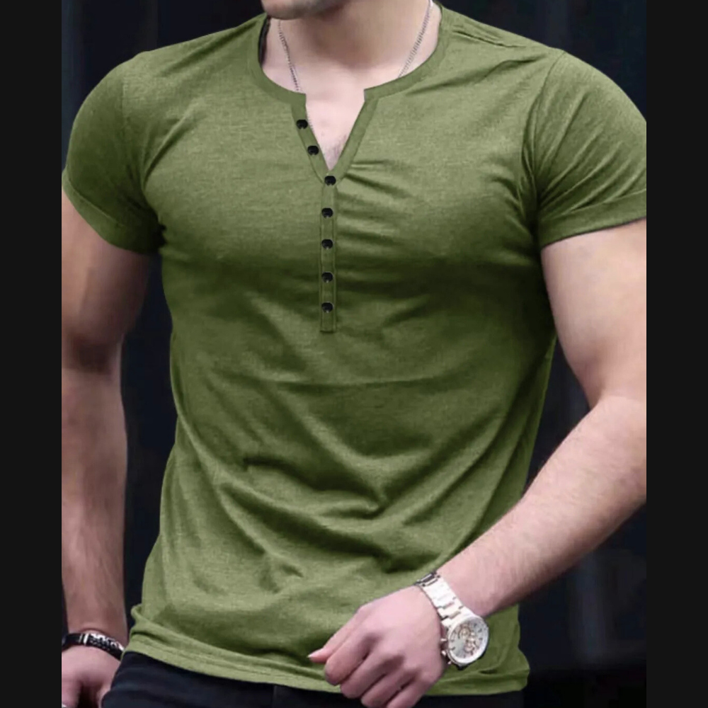 Men's Button Detail Short Sleeve Top