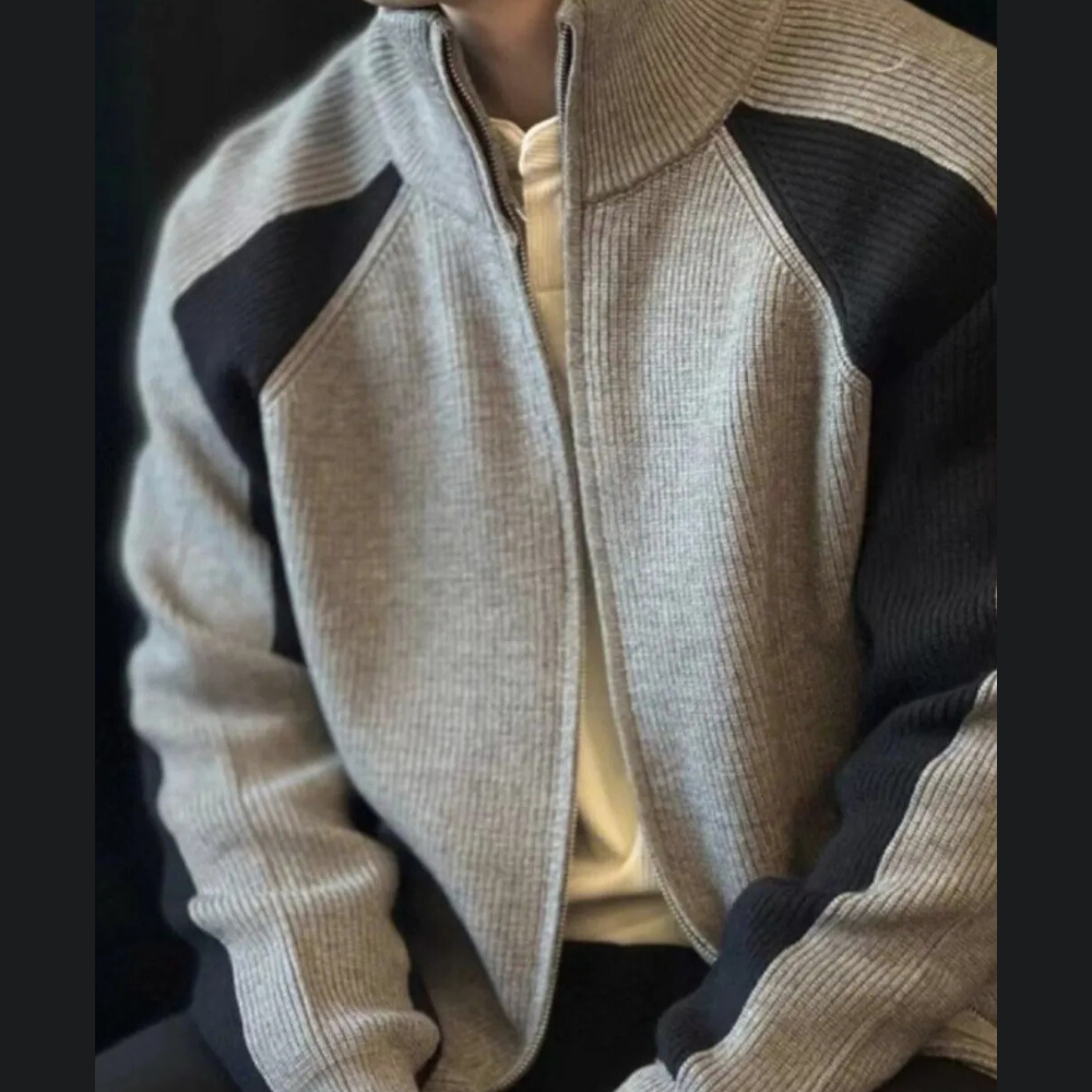 Men's Plus Size Zip Up Long Sleeve Cardigan